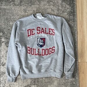 Champion Gray Crewneck Sweater with Red and White Accents